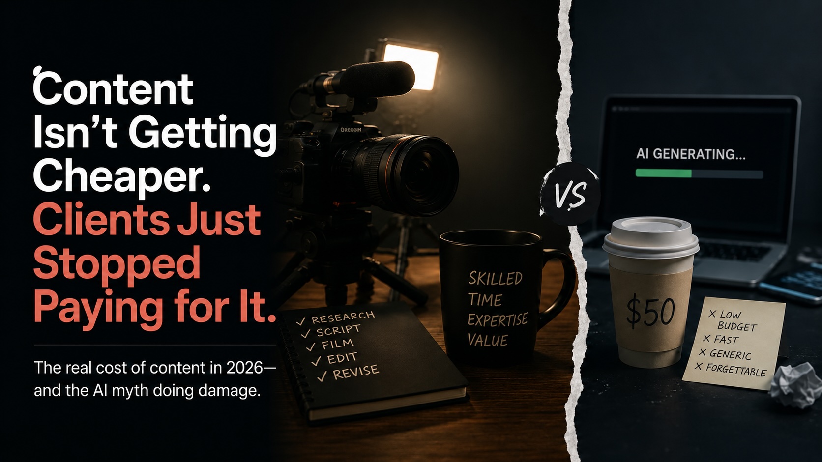 Content isn't getting cheaper — real production vs a $50 AI brief